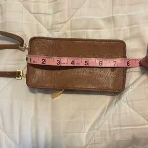 Hammitt dark beige and gold crossbody wallet